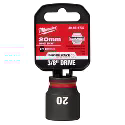 Milwaukee Shockwave 20 mm X 3/8 in. drive Metric/SAE 6 Point Standard Impact Socket 1 pc
