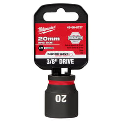 Milwaukee Shockwave 20 mm X 3/8 in. drive Metric/SAE 6 Point Standard Impact Socket 1 pc