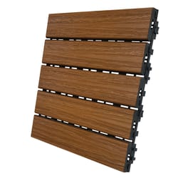 Aura 12 in. W X 12 in. L Honey Teak Composite Balcony/Deck Tiles 6 sq ft