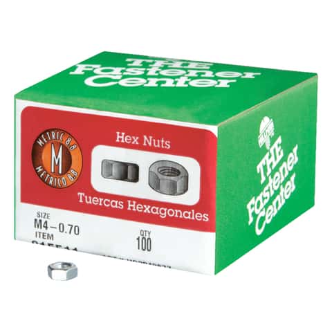Hillman M4-0.70 mm Zinc-Plated Steel Metric Hex Nut 100 pk Hillman M4-0.70 mm Zinc-Plated Steel Metric Hex Nut 100 pk