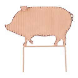 Zingz & Thingz Natural Iron 13.25 in. H X 14.25 in. L X 1.5 in. W Pig Outdoor Garden Stake