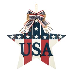 Glitzhome Patriotic Star Door Hanger Burlap/MDF/Plywood 1 pc