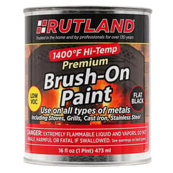 Rutland Brush On Flat Black High Heat Low VOC Paint 16 oz