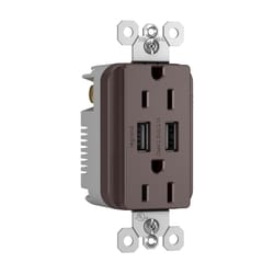 Legrand Radiant 15 amps 125 V Dark Bronze Outlet and USB Charger 5-15R 1 pk