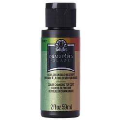 FolkArt Dragonfly Glaze Metallic Green Gold Red Craft Paint Exterior and Interior 2 oz