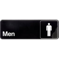 HILLMAN English Black Restroom Sign 3 in. H X 9 in. W