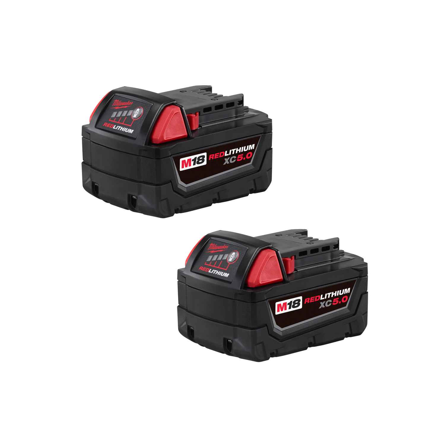 Milwaukee M18 REDLITHIUM XC5.0 18 volt 5 Ah Lithium-Ion Extended Capacity Battery Pack 2 pc.