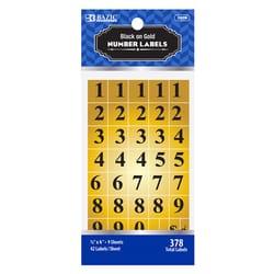 Bazic Products 1/2 in. H X 5/8 in. W Rectangle Black Gold Foil Number Label 378 pk