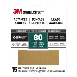 3M Sandblaster 11 in. L X 9 in. W 80 Grit Aluminum Oxide Sandpaper 15 pk