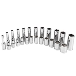 GreatNeck 1/4 in. drive Metric Shallow Socket Set 24 pc