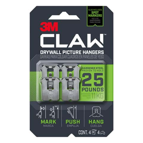 3M Claw Silver Drywall Picture Hanger 25 lb 1 pk 3M Claw Silver Drywall Picture Hanger 25 lb 1 pk