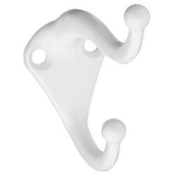 National Hardware 2.75 in. L White Zinc Coat/Hat Hook 1 pk