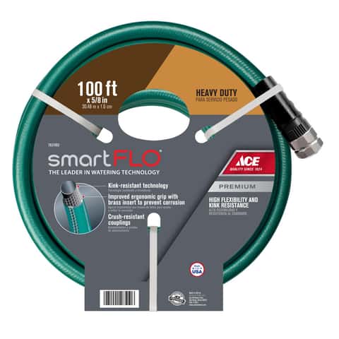 Ace SmartFlo 5/8 in. D X 100 ft. L Heavy Duty Garden Hose Gray Ace SmartFlo 5/8 in. D X 100 ft. L Heavy Duty Garden Hose Gray