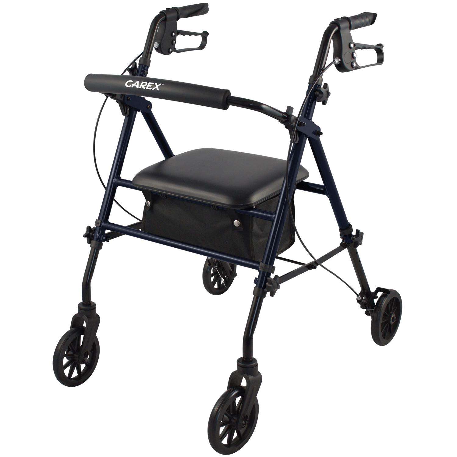 Carex Step N' Rest Blue Rolling Walker Aluminum/Plastic 39 in. H X 22.5