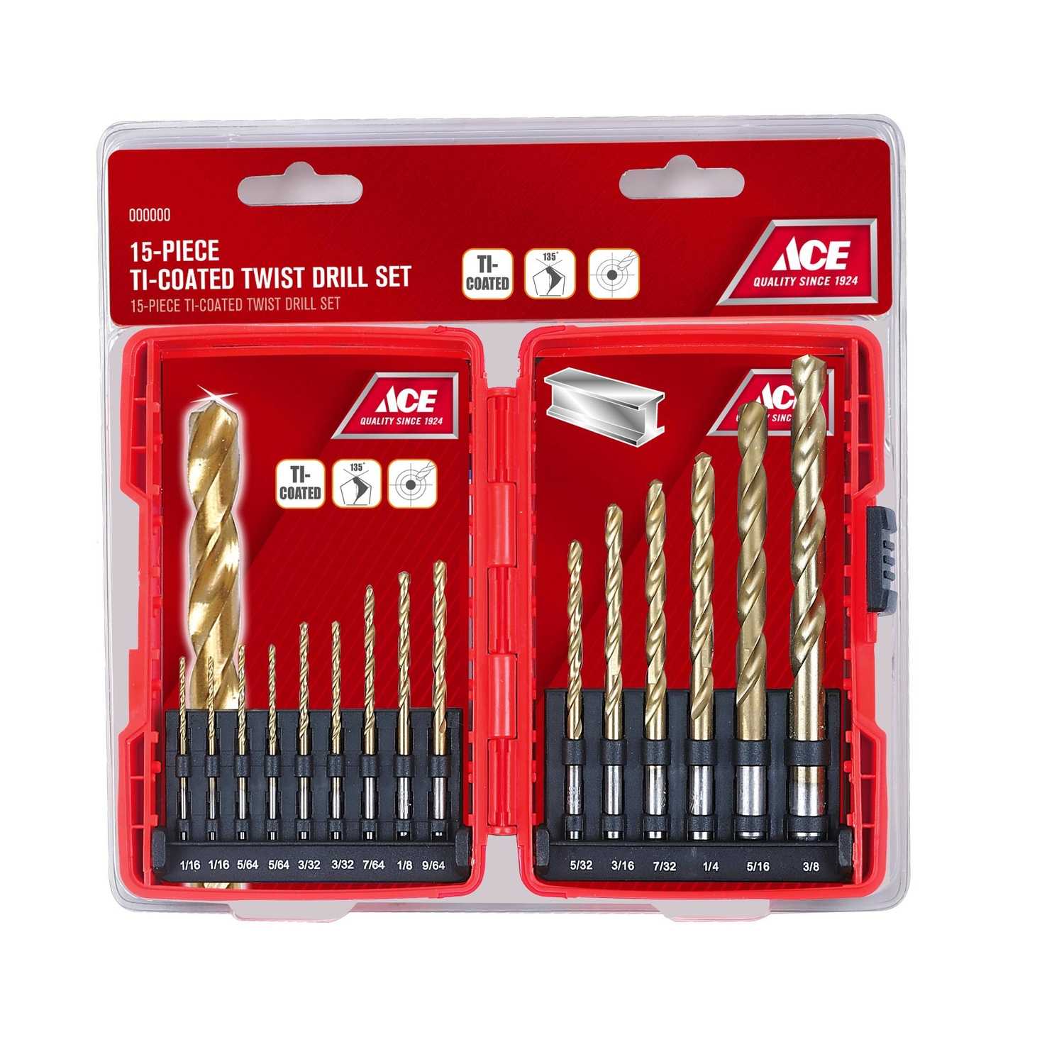 Ace 8.625 in. L High Speed Steel Drill Bit Set 15 pc. Ace Hardware