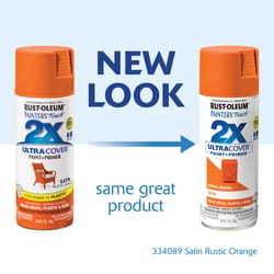 Rust-Oleum Painter's Touch 2X Ultra Cover Satin Rustic Orange Paint+Primer Spray Paint 12 oz