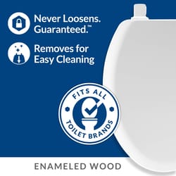 Mayfair by Bemis Cameron Elongated White Enameled Wood Toilet Seat