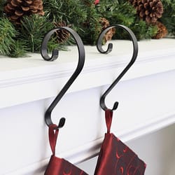 Haute Decor Matte Black Scrolls - Embossed Holly Stocking Holder 6.2 in.