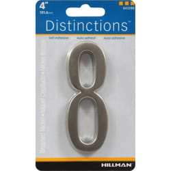 HILLMAN Distinctions 4 in. Silver Zinc Die-Cast Self-Adhesive Number 8 1 pc