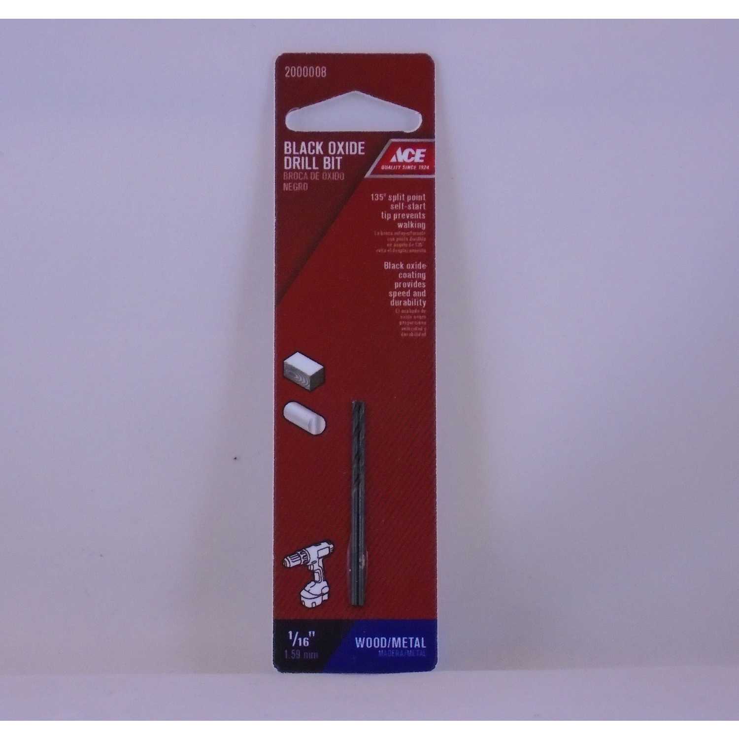 Ace 1/16 in. x 17/8 in. L High Speed Steel Drill Bit Set 2 pc. Ace