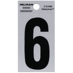Hillman 2 in. Reflective Black Vinyl  Self-Adhesive Number 6 1 pc