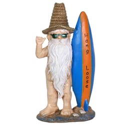 Exhart WindyWings Multicolored Resin 13 in. H Naked Ned Surfer Garden Gnome Statue