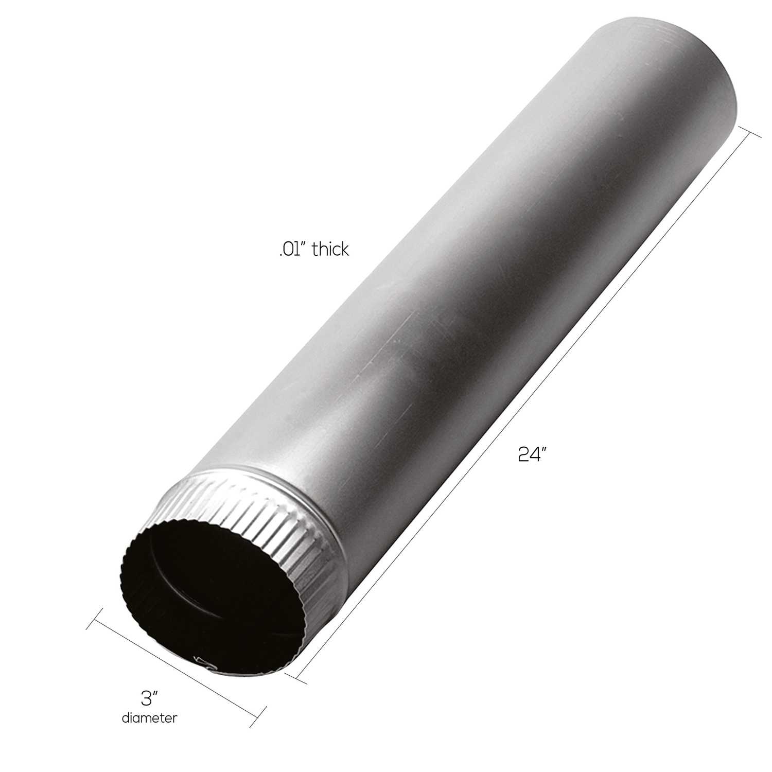 DeflectO Jordan 24 in. L x 3 in. Dia. Silver/White Aluminum Vent Pipe