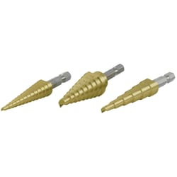 Performance Tool High Speed Steel Step Drill Bit Set Hex Shank 3 pc