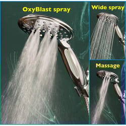 Whedon Blaster Massage Brushed Nickel Plastic 6 settings Handheld Showerhead 1.8 gpm