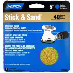 Norton Stick & Sand 5 in. Aluminum Oxide Adhesive A250/A290/H290 Sanding Disc 40 Grit Extra Coarse 4