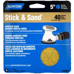 Norton Stick & Sand 5 in. Aluminum Oxide Adhesive A250/A290/H290 Sanding Disc 40 Grit Extra Coarse 4
