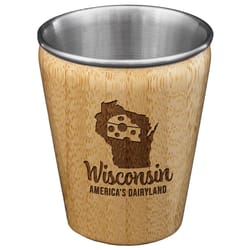 Totally Bamboo 2 oz Brown/Silver Stainless Steel/Wood Wisconsin Shot Glass