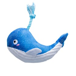 Pet Shop by Fringe Studio Blue/White Plush Whale Hello There Dog Toy 1 pk