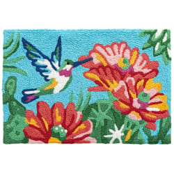 Jellybean 20 in. W X 30 in. L Multi-color Blooming Cactus Hummingbird Polyester Accent Rug