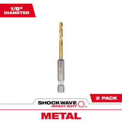 Milwaukee Shockwave 1/8 in. X 2.62 in. L Titanium Red Helix Drill Bit Hex Shank 2 pc