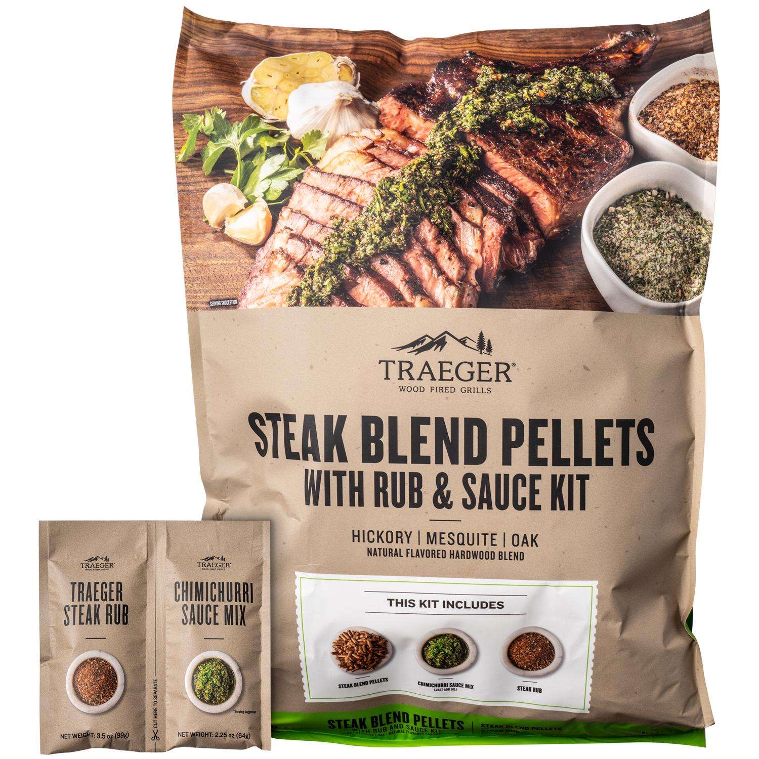 Traeger Steak Kit Hardwood Pellets All Natural Hickory/Mesquite/Oak 18