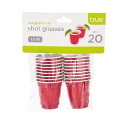 True 1.5 oz Red Plastic Shot Glass