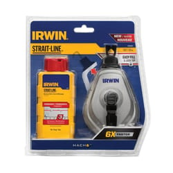 Irwin Strait-Line Red Braided Chalk and Reel Set 100 ft. Red