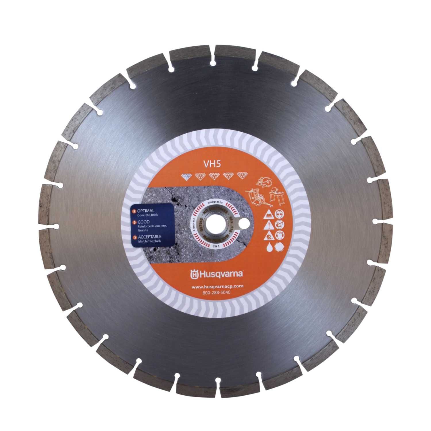 Husqvarna 14 Diamond VH5 Segmented Rim Saw Blade 0.118 in. thick 1 in