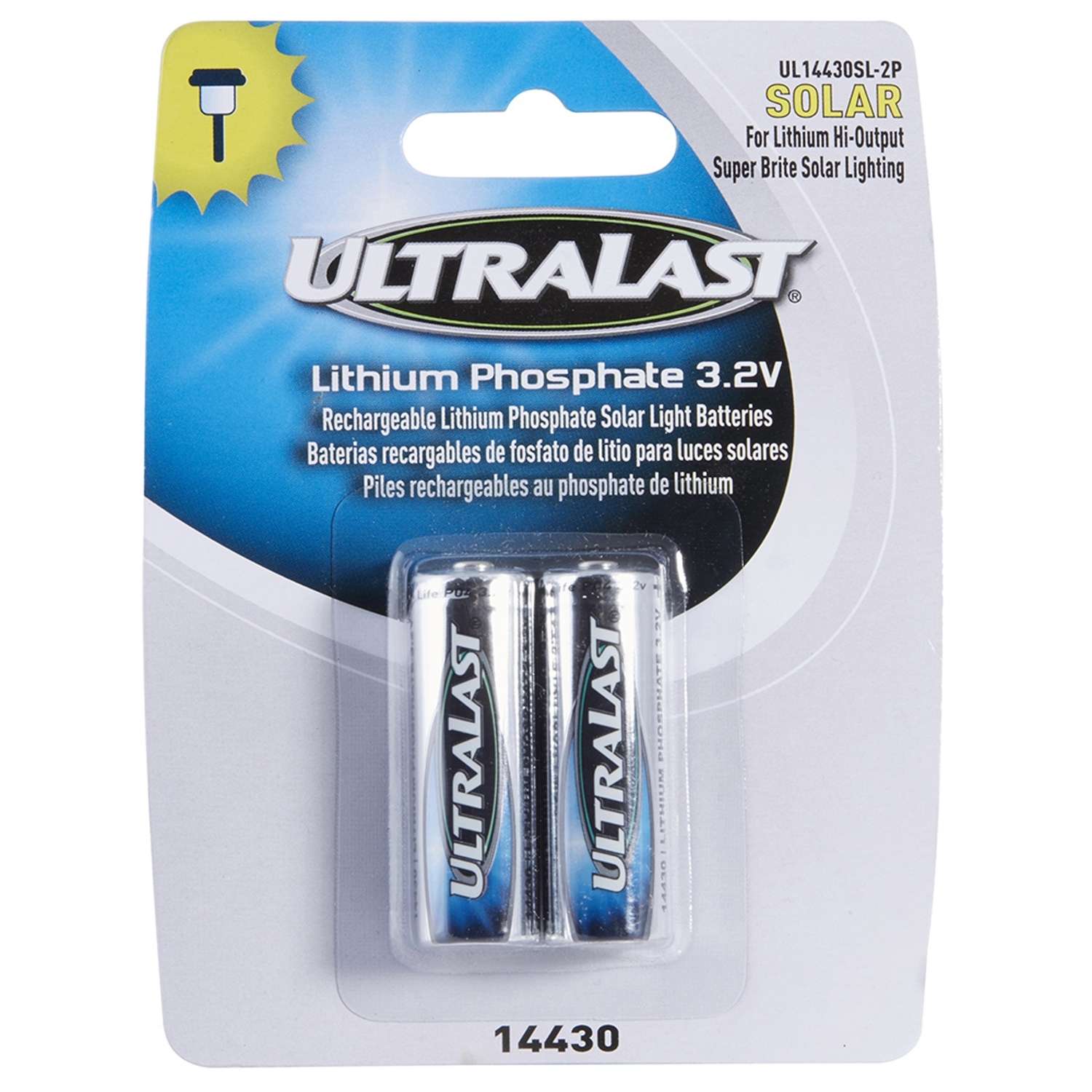 Ultralast Lithium Phosphate 14430 3.2 volt Solar Rechargeable Battery 2