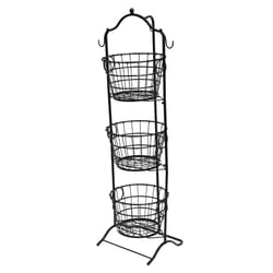 Puleo International 49.5 in. H X 13.37 in. W X 17.75 in. D Black Wire Basket With Tilted Basket