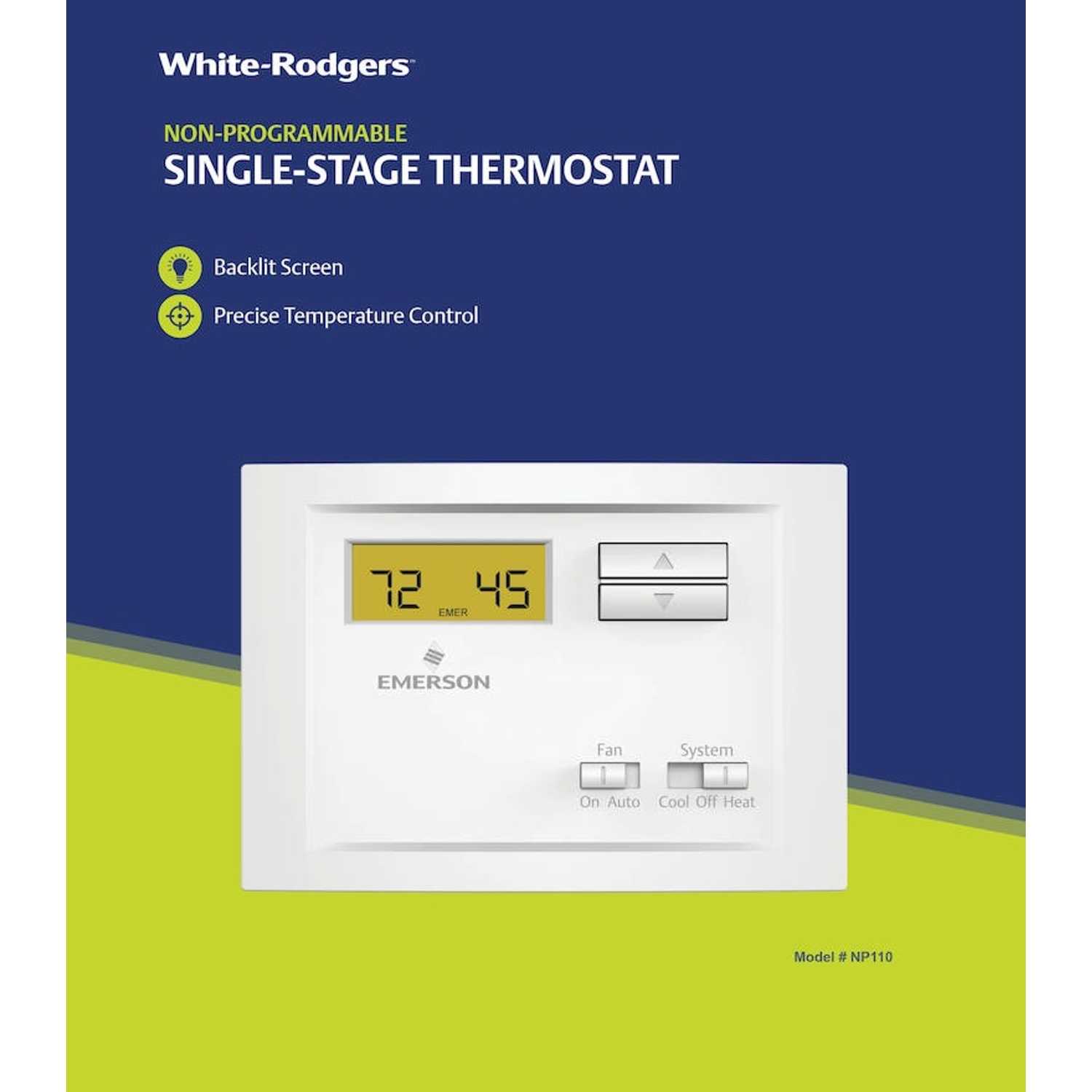 White Rodgers Heating and Cooling Touch Screen Single Pole