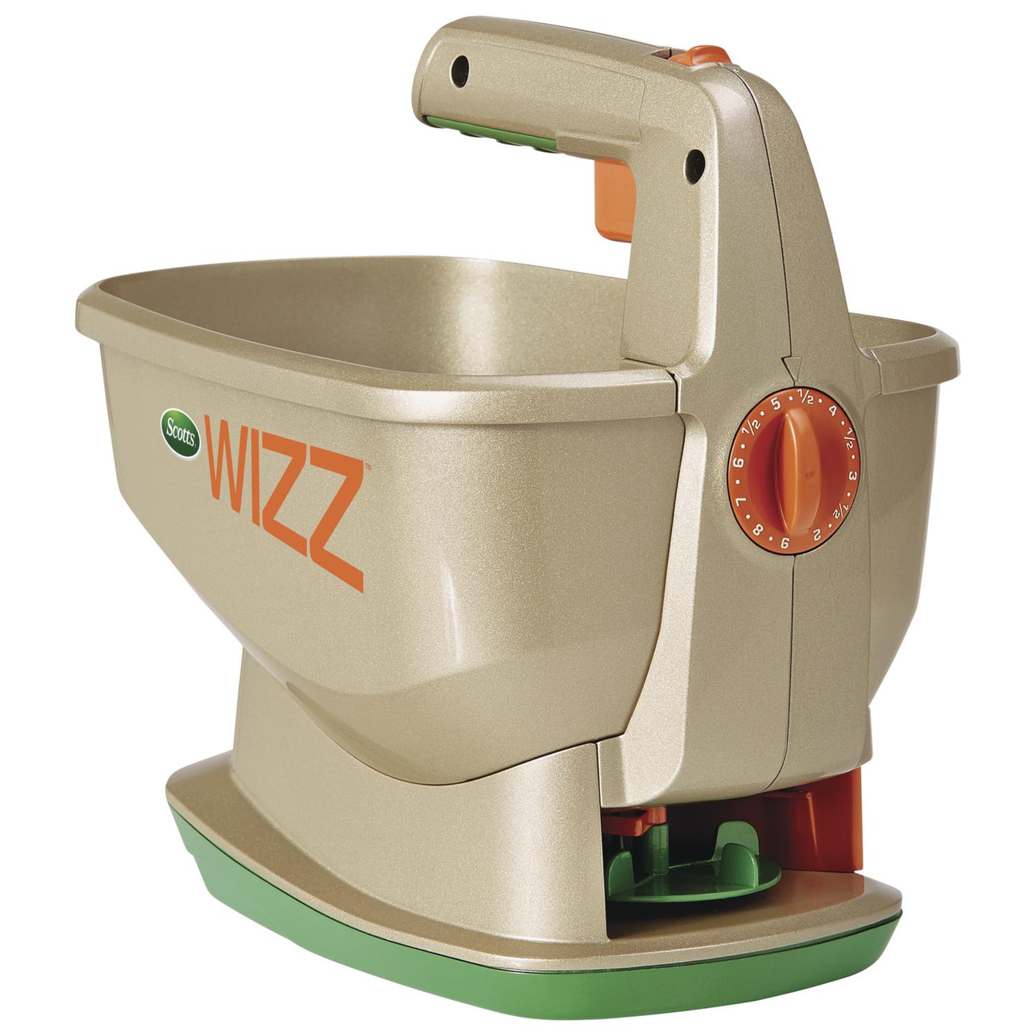 thumbnail interactive-video image 1 of Handheld Broadcast Spreader – For Grass Seed, Fertilizer, Ice Melt; Large Capacity, Adjustable Flow 1 of 13