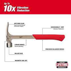 Milwaukee 28 oz Milled Face Framing Hammer 16 in. Fiberglass Handle