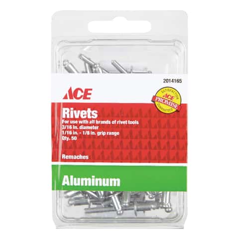Ace 3/16 in. D X 1/8 in. Aluminum Rivets Silver 50 pk - Ace Hardware