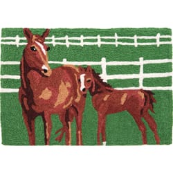 Jellybean 20 in. W X 30 in. L Multi-Color Kentucky Mare and Foal Polyester Accent Rug