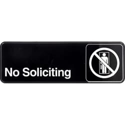 HILLMAN English Black No Soliciting Sign 3 in. H X 9 in. W