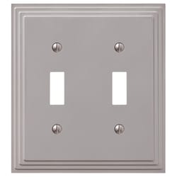 Amerelle Steps Satin Nickel Gray 2 gang Zinc Toggle Wall Plate 1 pk