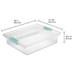 Sterilite 5.7 qt Clear Clip Storage Box 3.25 in. H X 11 in. W X 14 in. D Stackable