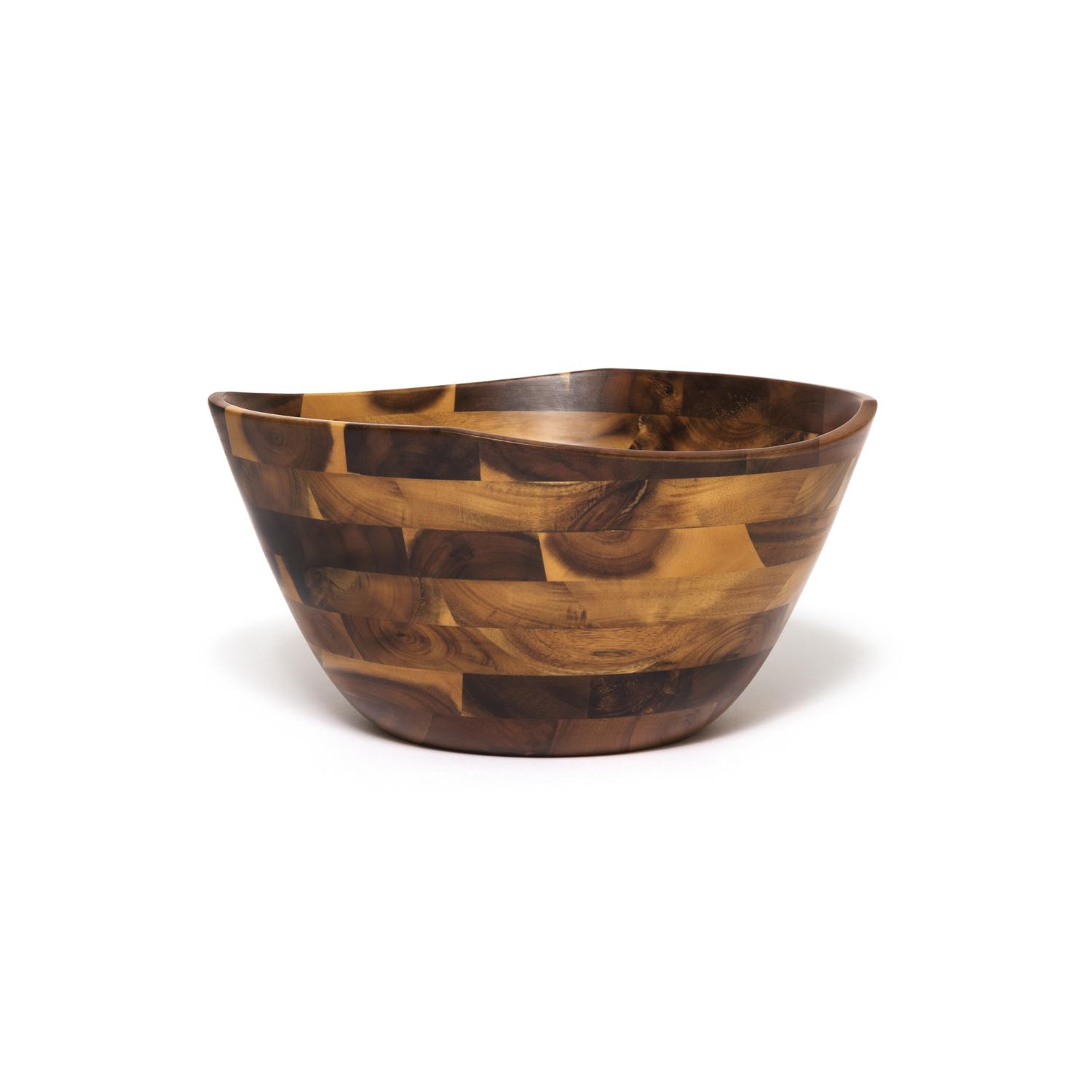 Lipper International Acacia Wood Wavy Rim Bowl - Thumbnail 2